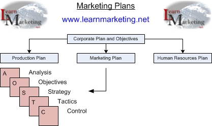 Diagram showing the structure of a marketing plan